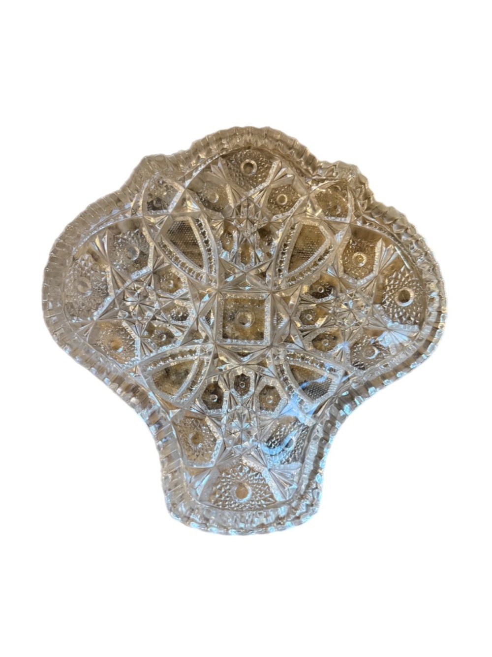 Pres Cut Clear Crystal Glass Decorative Dish Accent Spoon Rest Plant Dish